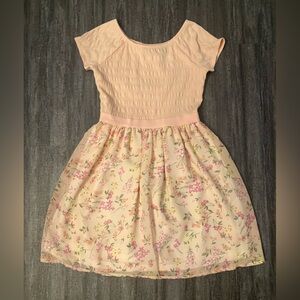 Children’s Place peach floral short-sleeve dress